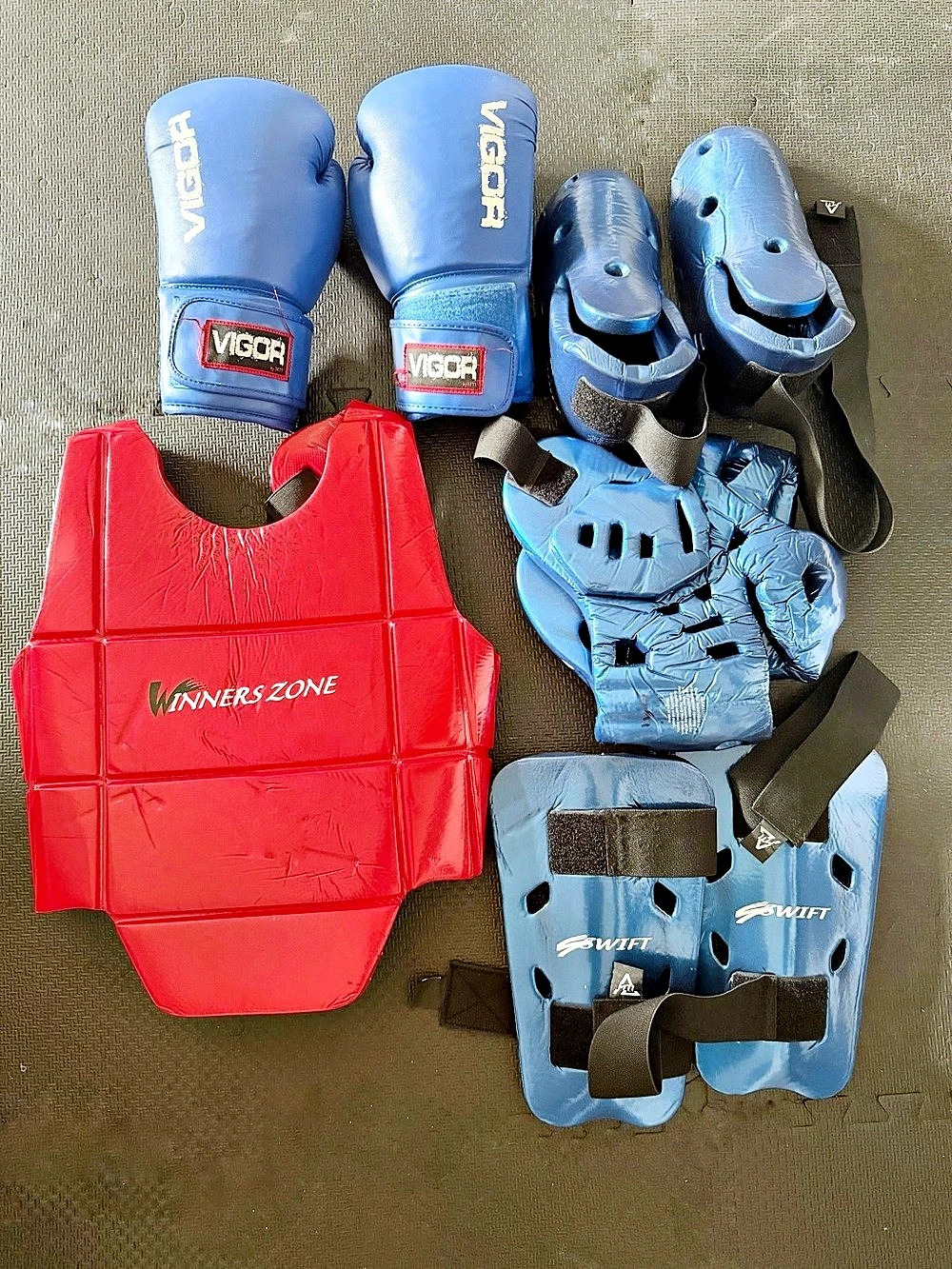 Martial Arts Youth Protective Gear Set Blue & Red